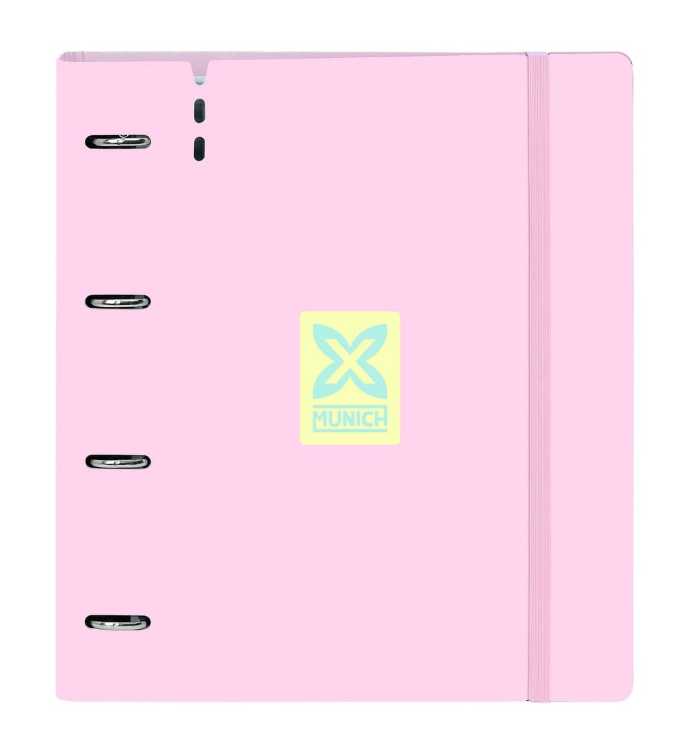 Classeur Safta MUNICH CANDY Rose avec 4 Anneaux et 100 Feuilles A4