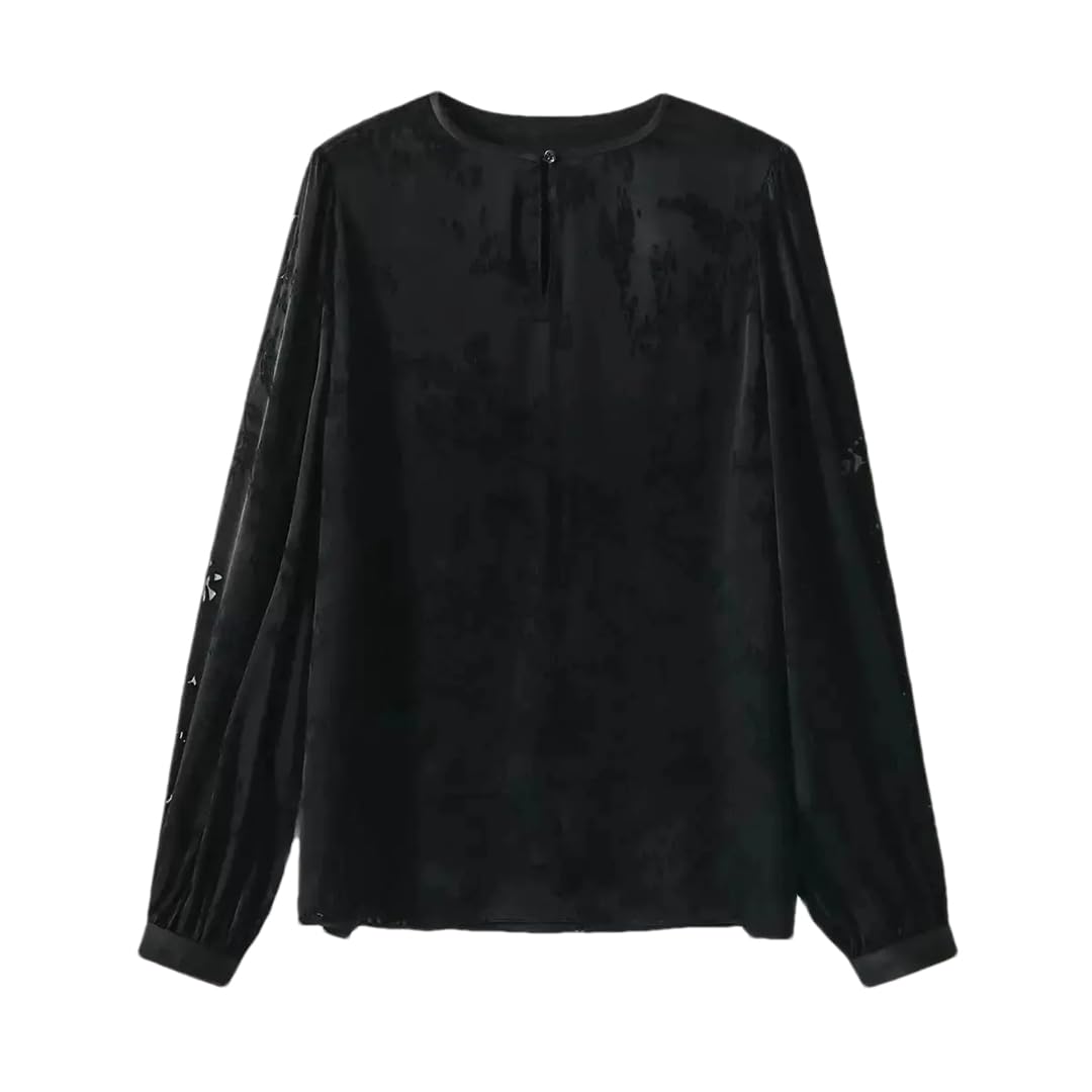 Disimlarl Camisa de seda de manga larga para mujer, blusas de temperamento para oficina, camisas casuales