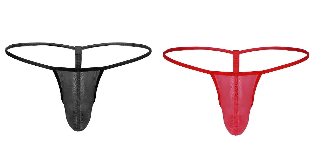 nimra fashion Men's Thongs Sexy Low Rise G-String Briefs G-String Thongs Red, 2-Pack Regular Fit-picture-11