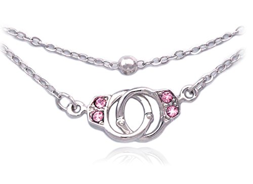 cocojewelry Handcuffs Anklet Ankle Bracelet Bead Chain Foot Jewelry (Pink)