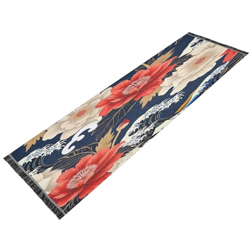 WELLDAY Floral Waves Runner Rug, Hallway Machine Washable Runner Rug