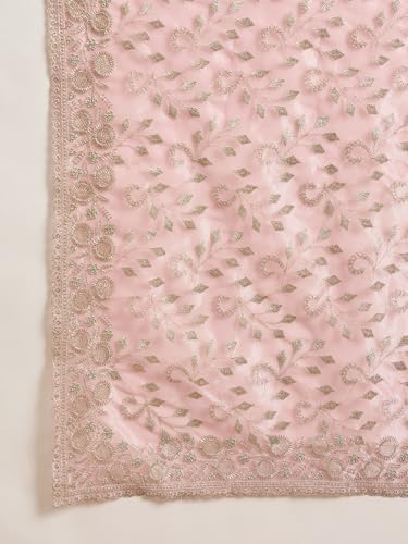 Image of AKHILAM Women's Net Embroidered Saree With Unstitched Blouse Piece