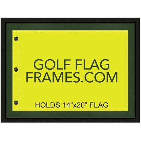 17x23 Black Golf Flag Frame, Moulding blk-001, Comes with 3 Mat Colors - Green, Black, and (NEW) Indigo Blue; holds 14x20 PGA, Ryder Cup, US Open Golf Flags; flag not included; DEBUT FOR 2024 Cover