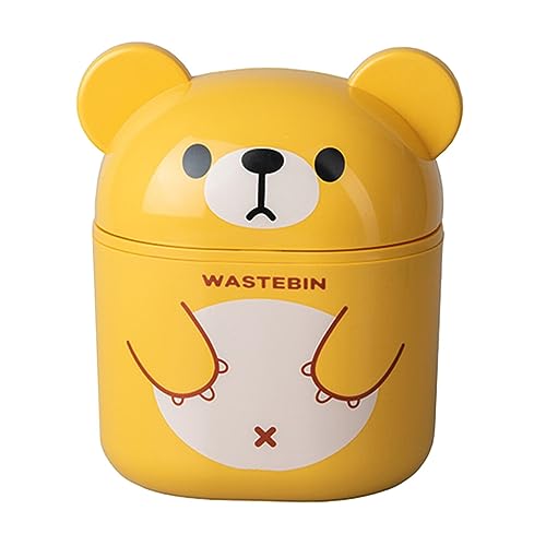 Holibanna Cute Cartoon Flipping Trash Can Adorable Desktop Waste Bin for Bedroom Office Living Room Easy to Clean and Convenient Waste