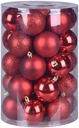 30ct Christmas Ball Ornaments, 2.36" Shatterproof Christmas Tree Decorations, Perfect Hanging Ball for Indoor/Outdoor Holiday Wedding Party Decor (Red)