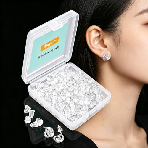 Image of Silicone Earring Backs Earring Backings Soft Clear Ear Safety Back Pads Backstops Clutch Stopper Replacement for Fish Hook Earring Studs Hoops Diameter 4mm (2000PCS /1000Pairs)
