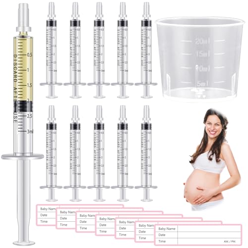 Image of Trelaco Colostrum Collector Kit Include Sterile Sealed Breast Milk Syringes with Caps No Needle Colostrum Syringes Stickers 1 Measuring Cup Harvesting Collection for Breastmilk(100 Sets,3 ml)