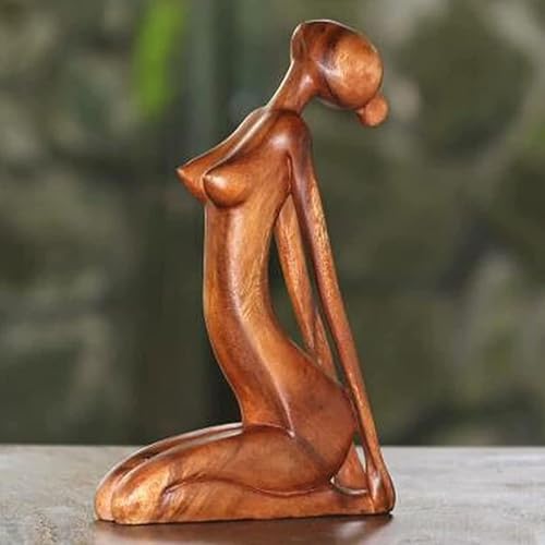 Statue sculptée à la main de yoga, objet d'artisanat pour salon