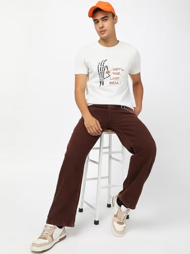 Image of Bewakoof Men's Graphic Print Regular Fit Half Sleeve Round Neck Pure Cotton T-Shirt