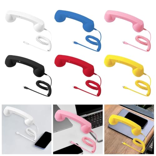 Image of Retro Phone Handset Phone Receiver for Mobile Meetings All Smartphones Black | Corded Telephones | Zoomela (White)