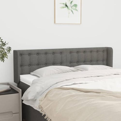 Vetnasa Cabecero de Tela Gris Oscuro 147x16x78/88 cm Mobiliario, Camas y Accesorios, Cabeceros y pies de Cama Gris 9,9 KG