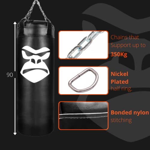 Saco De Pancadas Gorilla 90cm - Saco de Boxe Profissional - Saco de Treino - Saco para Treinar Boxe