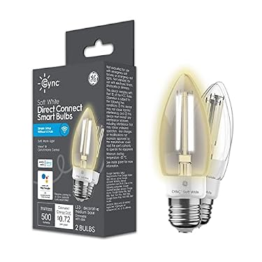 AMAZON - GE Lighting CYNC Smart LED Light Bulbs, Soft White, Bluetooth and Wi-Fi, Works with Alexa and Google Home, Decorative Bulbs, Medium Base (2 Pack)