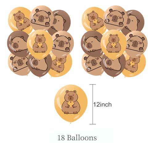 Image of Capybara Birthday Decoration Set, Cute Animal Happy Birthday Banner, Capybara Party Supplies with Banner, Hanging Swirl, Cupcake Topper, Cake Topper, Balloon