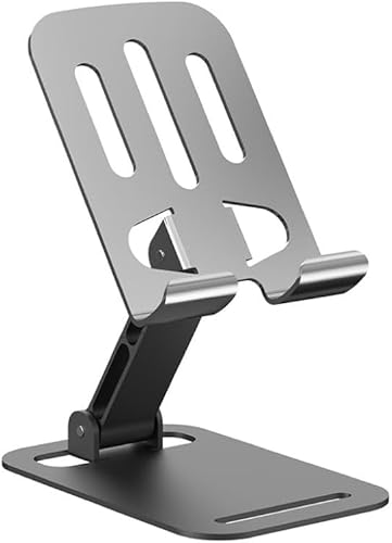 Générique Support Téléphone Bureau Métal 720° Pivotant, Angle Ajustable Multi-Positions, Base Antidérapante et Pliable, Compatible iPhone 17/16/15/14/13/12 Pro Max & Smartphones Universels