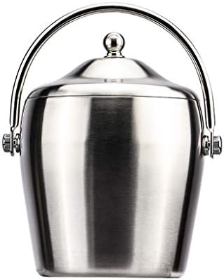 TEMKIN Cubitera con Tapa y colador Bien Hecho Acero Inoxidable Doble Pared Mantenga el Hielo por más Tiempo Pinzas para Hielo adicionales TEMKIN Cubitera con Tapa y colador Bien Hecho Acero Inoxidable Doble Pared Mantenga el Hielo por más Tiempo Pinzas para Hielo adicionales