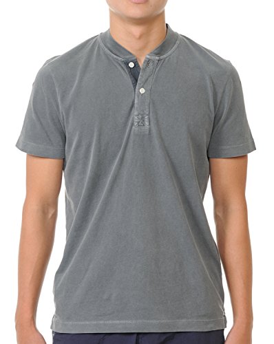 YURO-K Men's Premium Garment Dyed Cotton Short Sleeve Polo Henley Shirt with Collar (XX-Large, Stone Pigment)