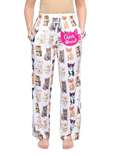 BRIEF INSANITY Lounge Pajamas Pants for Women | Animal Kitty Cat Print Bottoms - Soft, Comfy Loungewear Pants