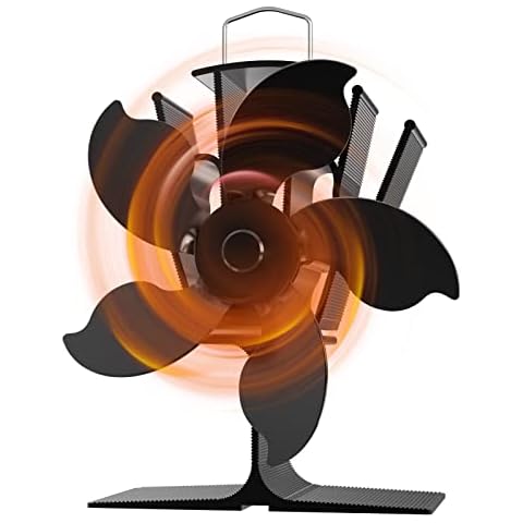 Ushining Fireplace Fan, Stove Fan with 5 Blades, No Electricity Required, Heat Powered Stove Fan for Wood, Firewood, Fire Pit, Stove Pipe Cover