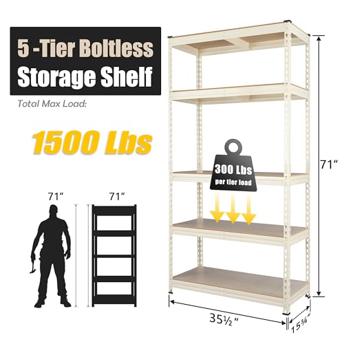 PrimeZone-36-W-x-16-D-x-71-H-Pantry-Closet-Storage-Shelves-5-Tier-Adjustable-Heavy-Duty-Storage-Shelving-Unit-Utility-Metal-Rack-Shelf-Organizer-for-Kitchen-Garage-Shop-Office-White PrimeZone 36 W x 16 D x 71 H Pantry Closet Storage Shelves 5 Tier Adjustable Heavy Duty Storage Shelving Unit Utility Metal Rack Shelf Organizer for Kitchen Garage Shop Office White