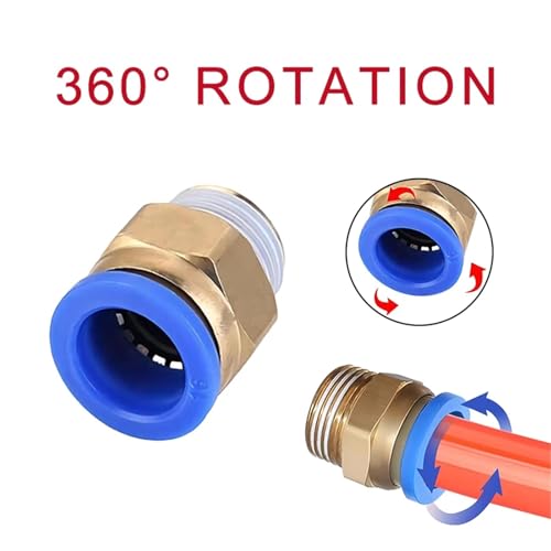 Rácor recto neumático PC 6mm M5 acoplamiento instantáneo para tubería 6