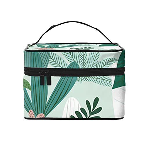 緑色の葉 化粧ボックス 化粧品収納箱 大容量 人気 おしゃれぶた 可愛い かわいい メイクポーチ コスメポーチ 持ち運び バニティーケース 機能的 仕切り 旅行用 出張用 コスメティックバッグ