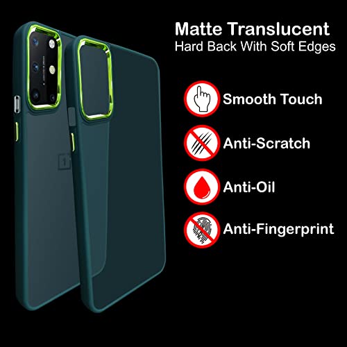 Image of A rtistque Frosted Translucent Back Cover Case for Oneplus 8T | Electroplated Chrome Ring | Raised Camera Edges for Protection | Smooth Sides TPU - Green