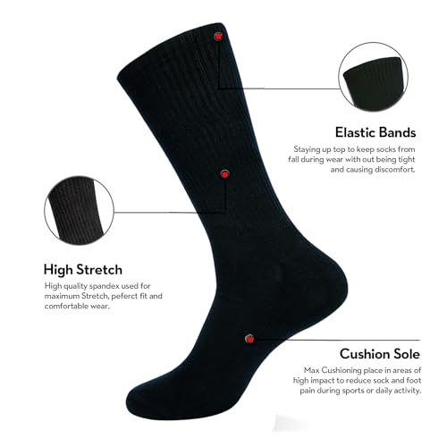 Image of 3 Pack Cotton Crew Socks for Womens Lightweight Casual Wear Business Socks, 6 to 9(WS1002-2B1G-3PK-6TO9)