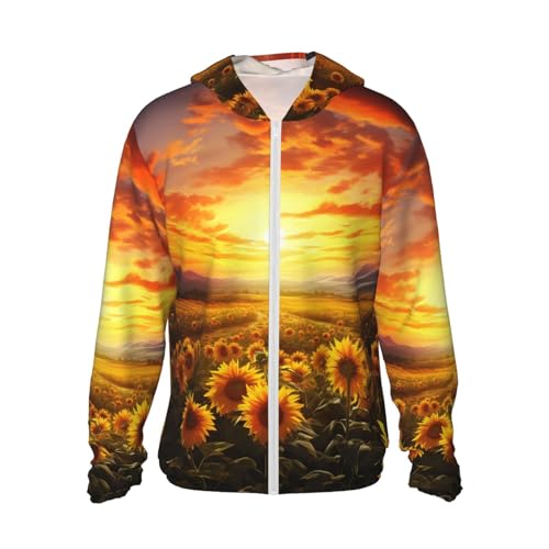 Veste à capuche outdoor motif tournesol pour vos randonnées et balades au coucher de soleil