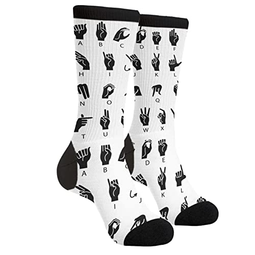 Sigouyinei American Sign Language Asl Deaf-Mutes Hand Raster Copy Language Casual Funny Funky Novelty Socks For Men Women