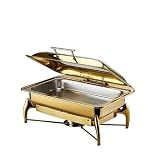 ATEUXOL Bandeja de Calentamiento Venta Directa de fábrica Estufa Buffet Lujo Cuatro Patas Dorada, Estufa eléctrica for Uso con Combustible 6 l/9 l(Rectangle Gold)