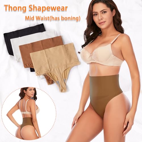 Image of Werena Tummy Control Thong Shapewear for Women Seamless Shaping Novelty Thong Panties Body Shaper Underwear
