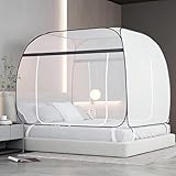 Moskitonetz Bett Pop Up,180cmX200cm Faltbares Bett-Moskitonetz,Mobiler Insektenschutz Moskitozelt,Tragbares Reise-moskitonetz,Faltbares Anti Mosquito Bites Mückennetz für Schlafzimmer,Outdoor