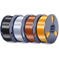 4-Pack 1KG SUNLU Silk PLA Plus 1.75mm 3D Printer Filament (Black+Silver+Red Copper+Brass)