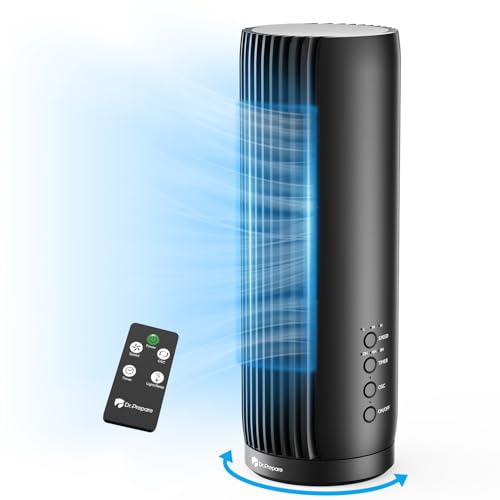 DR.PREPARE Tower Fan for Bedroom, 28 dB Quiet Bladeless Fan with Remote, 12H Timer, 3 Speeds, 60°...