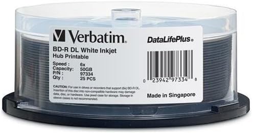 Disc Blu-ray 6X DL 50GB DataLife + White Hub IJ Printable 25pk Spindle