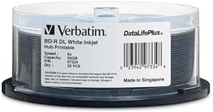 Disc Blu-ray 6X DL 50GB DataLife + White Hub IJ Printable 25pk Spindle