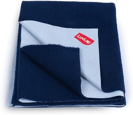 LuvLap Instadry Waterproof Baby Dry Sheet, Extra Large Size 140x200 cm, Extra Absorbent Quick Dry Sheet for New Born,Toddler, Anti-Piling Fleece for Baby, Bed Protector, Pack of 1, Navy Blue