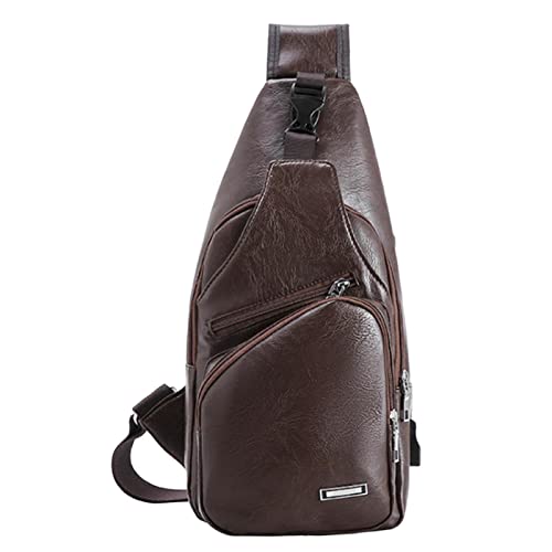 estilingue couro masculino - Sacos faixa - Bolsas Sling, Mochila Ombro Pequena Transversal Mochila P