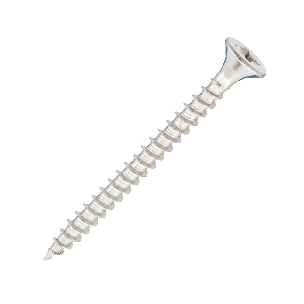 SiDAX | Stainless Steel Woodscrews | PoziDrive | Countersunk | A2 Stainless Steel | 4.5 x 50mm | Box 200 pcs (CHP04-045050)