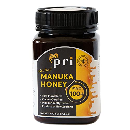 P.R.I Manuka Honey, MGO 100+ New Zealand Raw Monofloral Manuka Honey, 500g