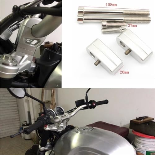 Rehausseur de guidon 20 mm pour R NINE T Urban et Racer adaptateur argenté