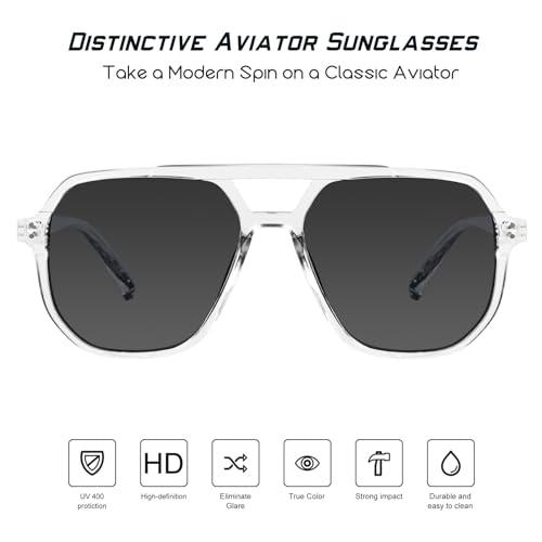 Image of mosanana Oversized Aviator Sunglasses for Women with Polarized Lens MS52243 | Geometric Big Frame, Designed for Daily Outfits, Travel and Fashion Looks