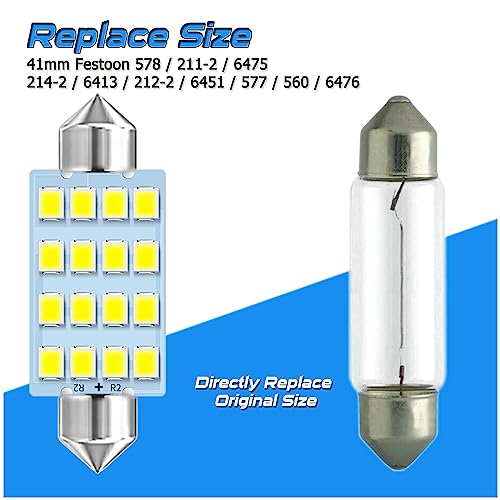 EBAIFUN 41mm Festoon LED Bulb 12V para auto interior 12-pack miniatura 4