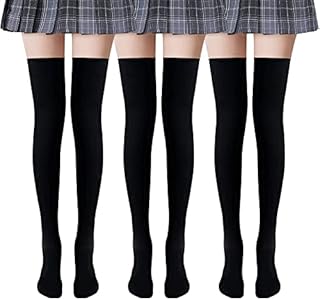 YMIFEEY 3 Pairs Knee High Socks for Women Black Extra Long Thigh High Socks Cotton Over Knee Long Boot Stockings Leg Warmers for Girls Women Daily Wear Cosplay