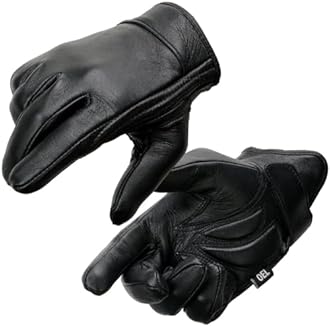 Milwaukee Leather MG7510 Men's Black Leather Gel Padded Palm Short Wrist Motorcycle Hand Gloves W/ ‘Full Panel Cover’