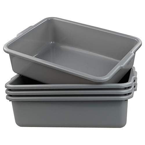 Cand Grey Commercial Bus Tubs, 13 L Plastic Bus Box / Wash Basin, 4 Packs