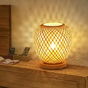 Bambus-Weblaterne, Tischlampe, Nachttischlampe, ländlicher Stil, Nachtlicht, dekoratives Licht, Tischbeleuchtung, Bambus-Weberei, Schreibtisch-Lampenschirm für Schlafzimmer