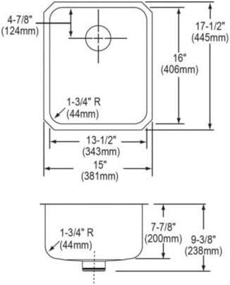 Elkay ELUH1316PD Lustertone Classic Single Bowl Undermount Stainless Steel Sink with Perfect Drain