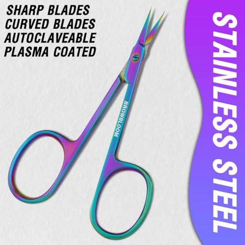 Precision Cuticle Scissors for Manicure, Pedicure, Eyebrow, and Eyelash Grooming - Extra Sharp Multi-Color Curved Cuticle Scissors with Black Storage Case for Men and Women - Thumbnail 3